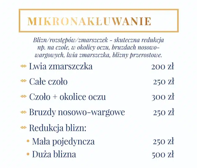 Mikronakłuwanie - cennik